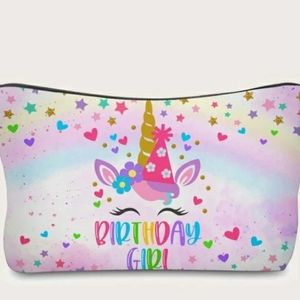 NWT Birthday Girl Unicorn print makeup bag
